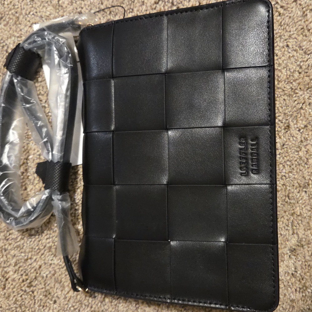 NWT Loeffler Randall Delphine Black Leather Clutch - Picture 6 of 11